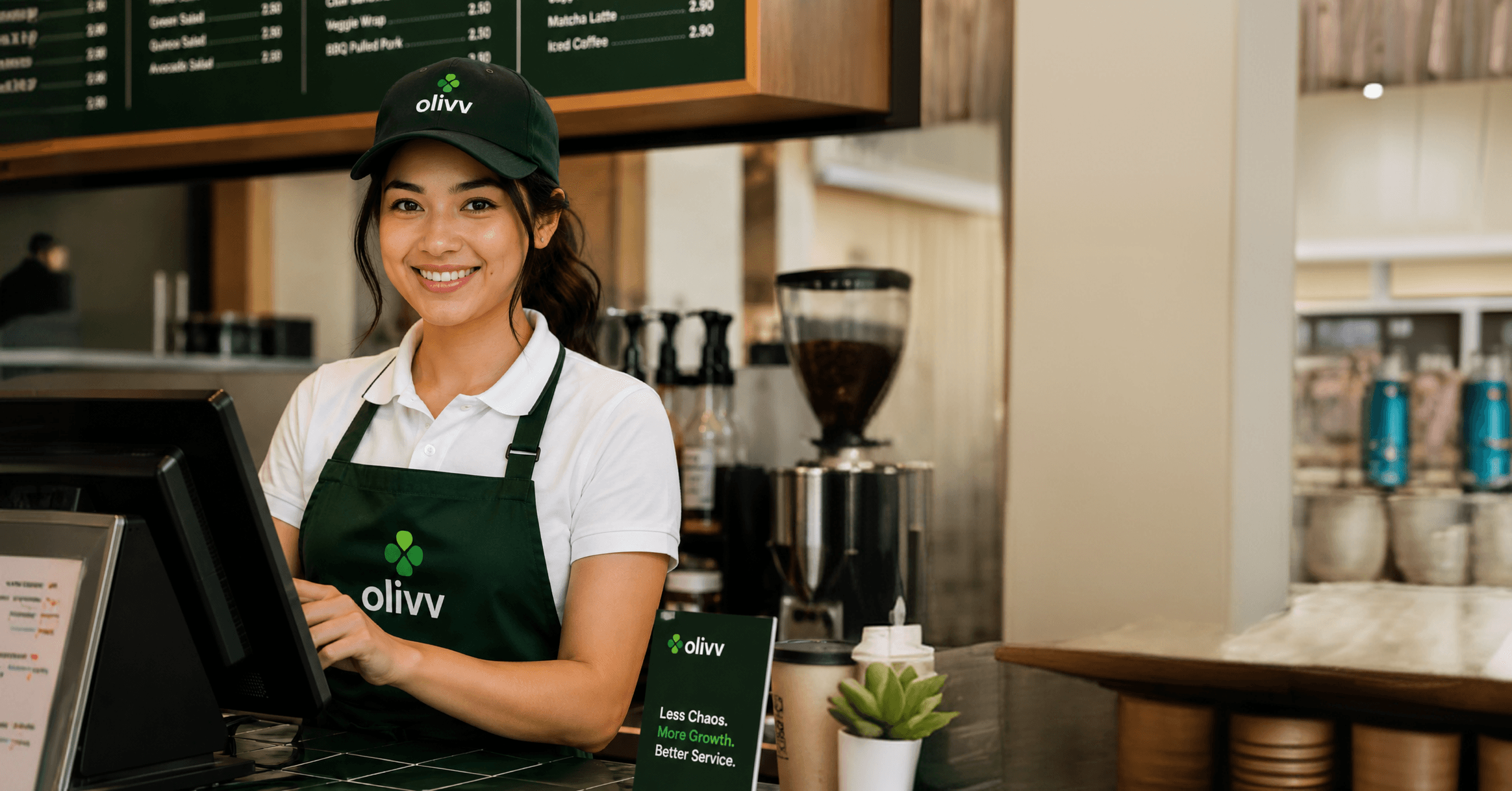 olivv restaurant worker at the counter