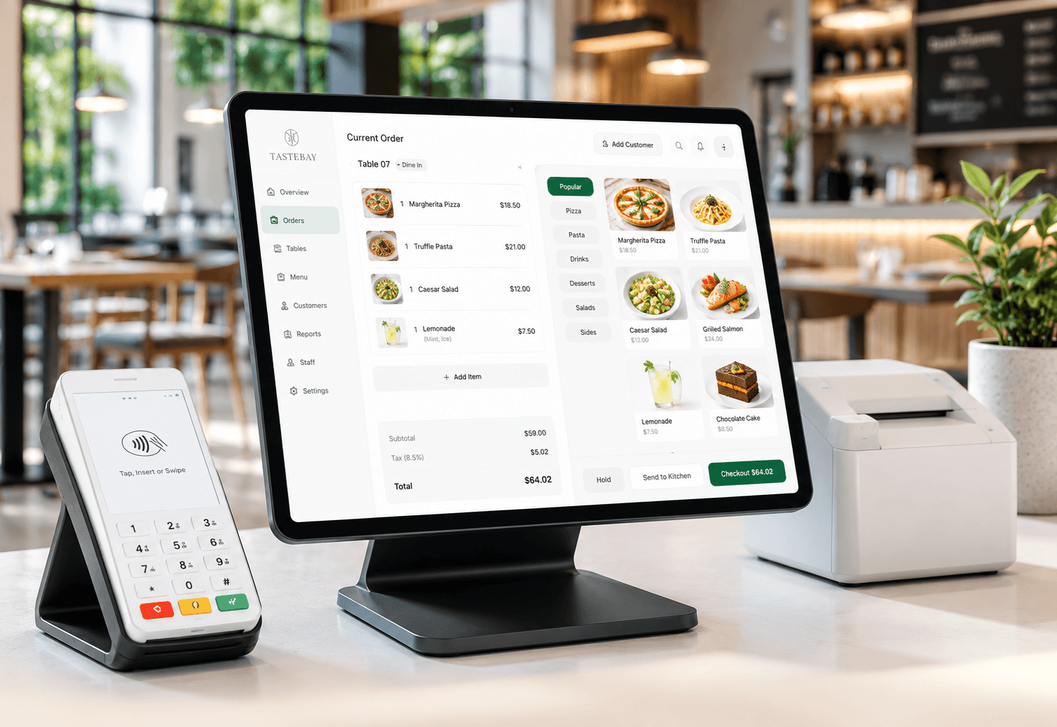 POS & Payments dashboard on a bar counter
